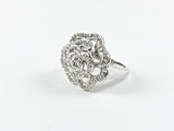 Classic Elegant Flower Petal Design Silver Ring