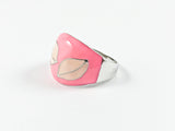 Modern Fun Pink Enamel Silver Ring