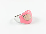 Modern Fun Pink Enamel Silver Ring