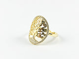 Elegant Tree Of Life Design Yellow Gold Silver Ring