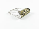 Classic Elegant Thin Shape Bar Design Yellow CZ Silver Ring