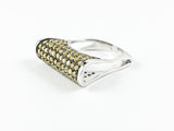 Classic Elegant Thin Shape Bar Design Yellow CZ Silver Ring