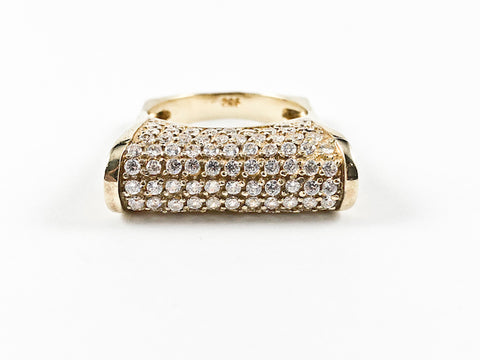 Classic Elegant Thin Shape Bar Design Yellow Gold Silver Ring
