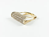Classic Elegant Thin Shape Bar Design Yellow Gold Silver Ring