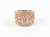 Modern Unique Multi Heart Pattern Rose Gold Silver Ring
