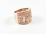 Modern Unique Multi Heart Pattern Rose Gold Silver Ring
