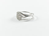 Classic Elegant Natural Leaf CZ Design Silver Ring