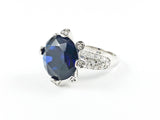 Classic Unique Round Center Sapphire CZ Setting Silver Ring