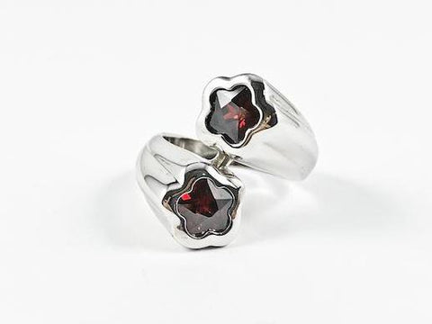 Elegant Fun Star Duo Stone Design Silver Ring