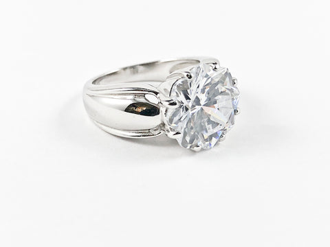 Classic Single Stone Engagement Style Silver Ring