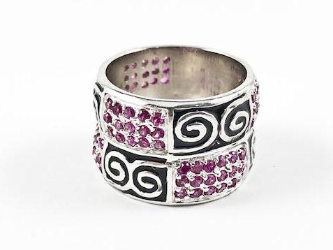 Unique Antique Tribal Style Design Eternity Silver Ring