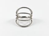 Classic Elegant Open Works Thin Band Design Silver Ring