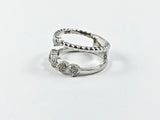 Modern Elegant Open 2 Layer Dainty Design CZ Silver Ring