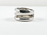 Unique Shape Design Solid Metallic Surface Silver Ring