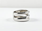 Unique Shape Design Solid Metallic Surface Silver Ring