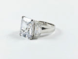 Classic Trillion Style Design Center Square CZ Silver Ring