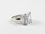 Classic Trillion Style Design Center Square CZ Silver Ring