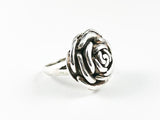 Unique Rose Petal Shape & Design Polished Style Silver Ring