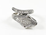 Unique Realistic Snake Textured Wrap Design Silver Ring
