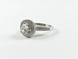 Classic Fine Round Cut Shape Engagement Style CZ Silver Ring