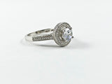 Classic Fine Round Cut Shape Engagement Style CZ Silver Ring