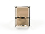 Elegant Classic Rectangular Brown Topaz Emerald Cut Silver Ring
