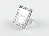 Elegant Classic Rectangular Emerald Cut Silver Ring