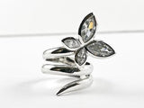 Unique CZ Butterfly Wraparound Silver Ring