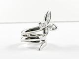 Unique CZ Butterfly Wraparound Silver Ring