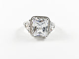 Classic Elegant Square Radiant Cut Silver Ring