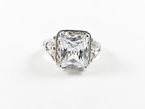 Classic Elegant Square Radiant Cut Silver Ring