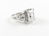 Classic Elegant Square Radiant Cut Silver Ring