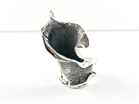 Modern Unique Rustic Contemporary Wavy Design Silver Ring