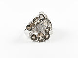 Elegant Bold Smoke Topaz Stones Shooting Star Design Silver Ring