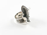 Unique Modern Contemporary Wavy Curvy Rustic Design Silver Ring