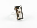 Classic Elegant Smoke Topaz Radiant Cut Rectangular Shaped Silver Ring