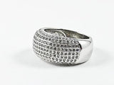 Classic Multi Row Fine Pave Setting CZ Silver Ring