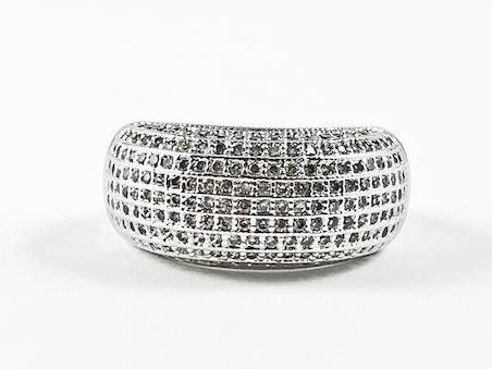 Classic Multi Row Fine Pave Setting CZ Silver Ring