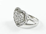 Elegant Fine Heart Halo Design Micro Setting CZ Silver Ring