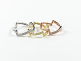 Elegant Zig Zag Shape Beautiful CZ Tri Color Set of 3 Silver Ring Set