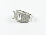 Classic Fine Micro Pave Style Square Silver Ring