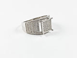 Classic Fine Micro Pave Style Square Silver Ring