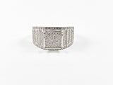 Classic Fine Micro Pave Style Square Silver Ring