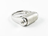 Unique Industrial Matte Roll Design Silver Ring