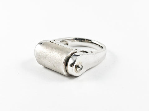 Unique Industrial Matte Roll Design Silver Ring
