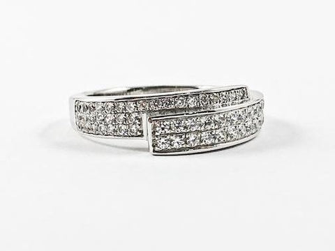 Dainty Unique Wrap Cross Design Micro CZ Setting Style Silver Ring