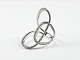 Elegant Thin Open Works Long Design CZ Silver Ring