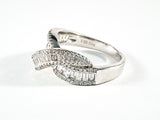 Elegant Knot Design Baguette CZ Setting Silver Ring