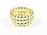 Elegant Textured Round Ball Charm CZ Eternity Gold Tone Silver Band Ring