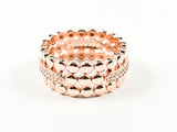 Elegant Textured Round Ball Charm CZ Eternity Pink Gold Tone Silver Band Ring